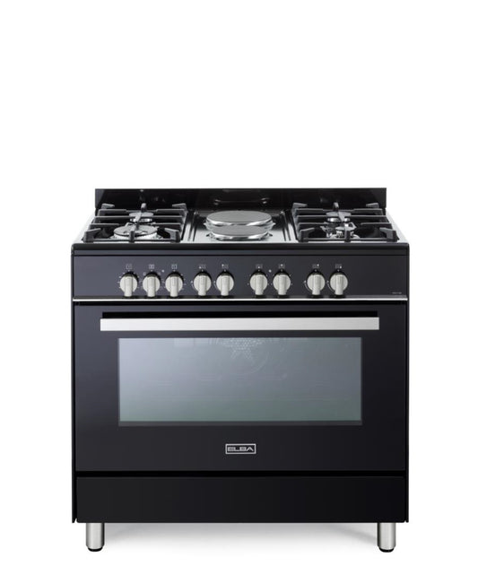 Elba Classic Lite 90cm 4 Burner Gas Cooker With Electric Oven - Black