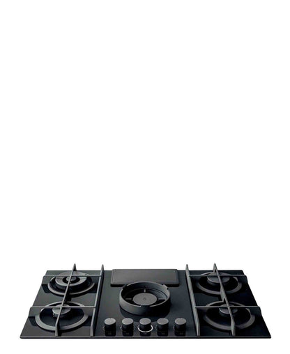 Elica 90cm 5 Burner Gas Hob with Downdraft Extractor Black