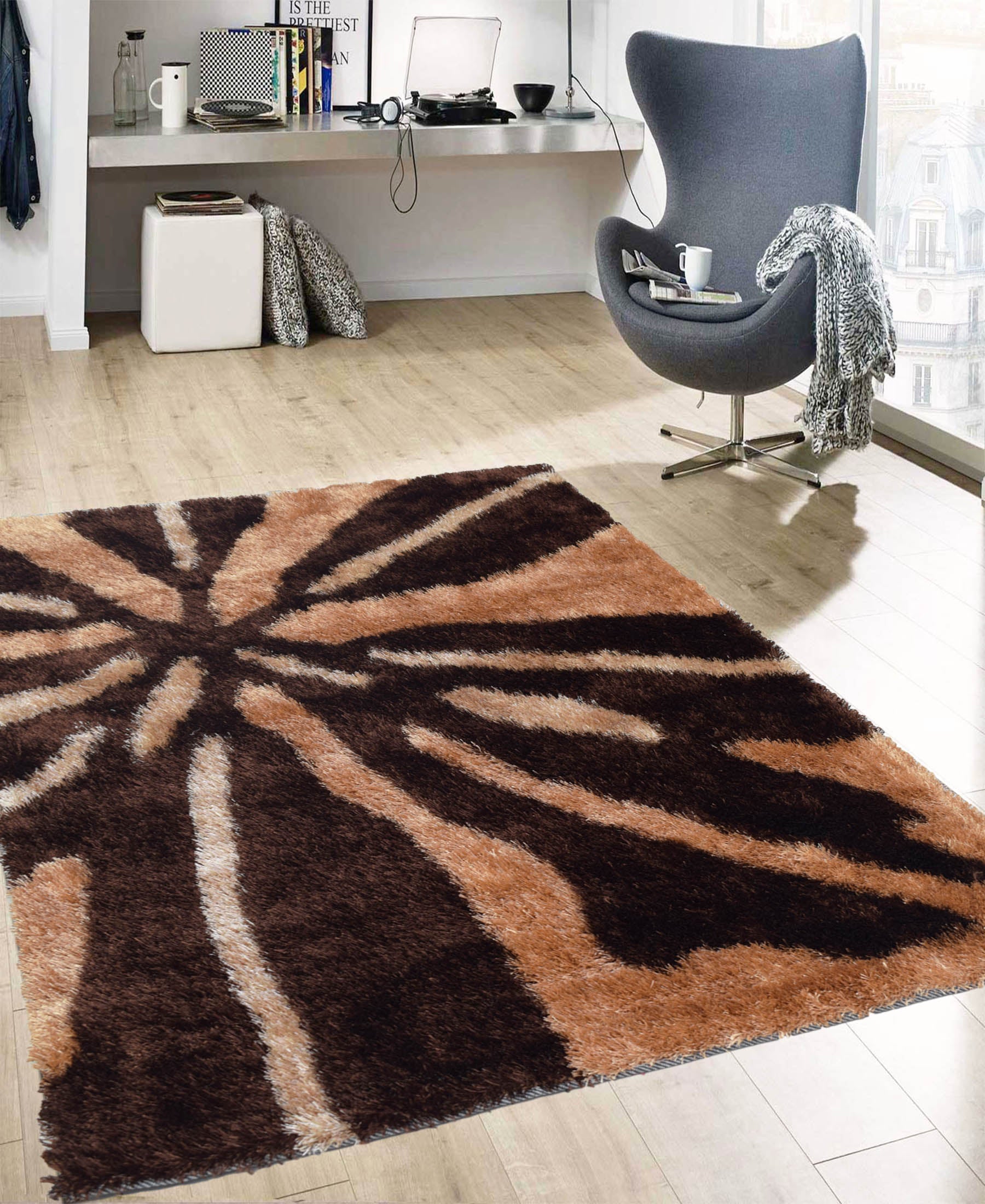 Shaggy Star Struck Carpet 1200mm x 1600mm - Brown