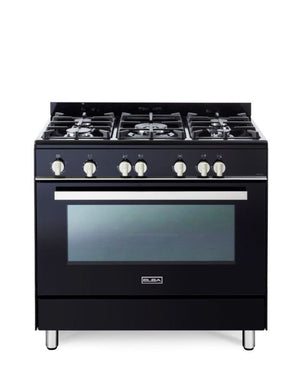Elba Classic 90cm 5 Burner Gas Cooker With Electric Oven - Black