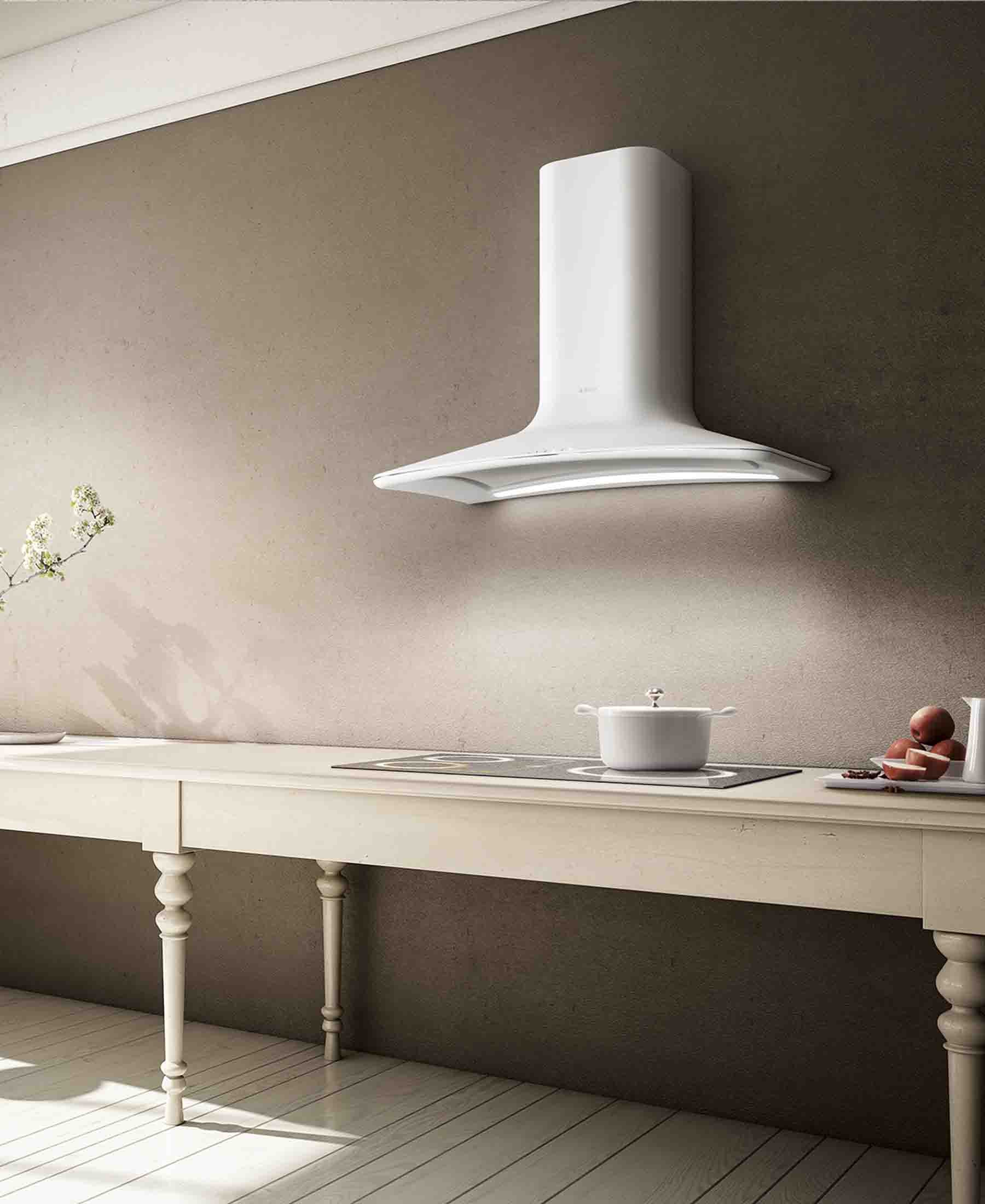 Elica 85cm Wall Mounted Technopolmer + Charcoal - White