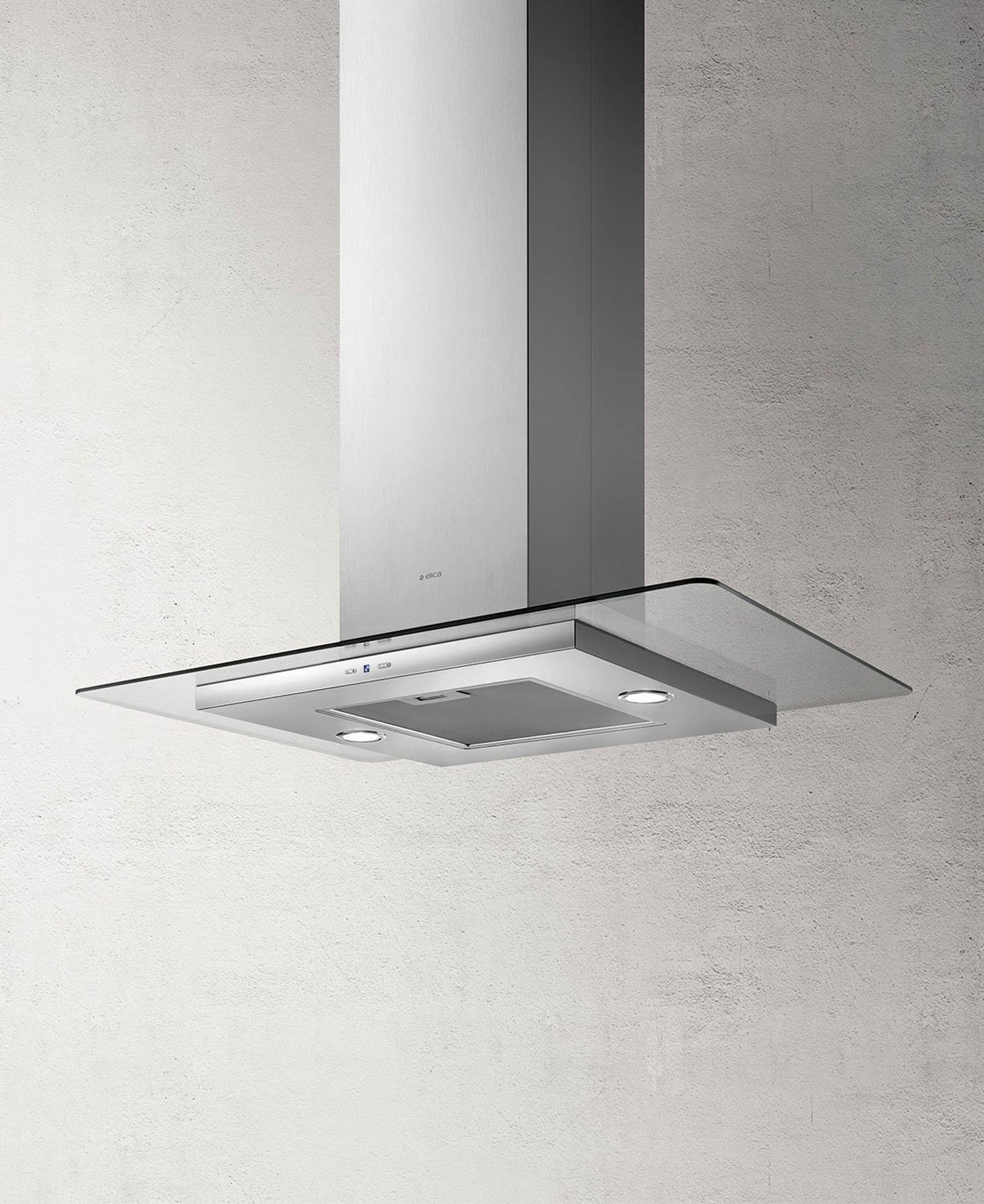 Elica 90cm Flat Glass Island Cooker-Hood/Extractor Silver