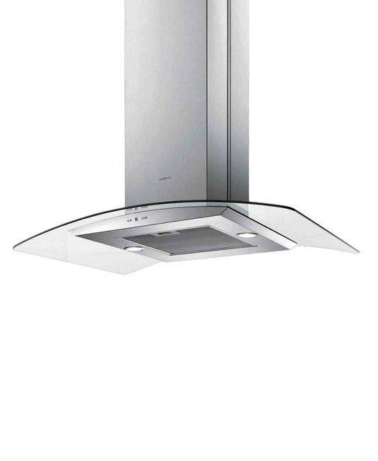Elica Curved Glass Island Cooker Hood - Silver