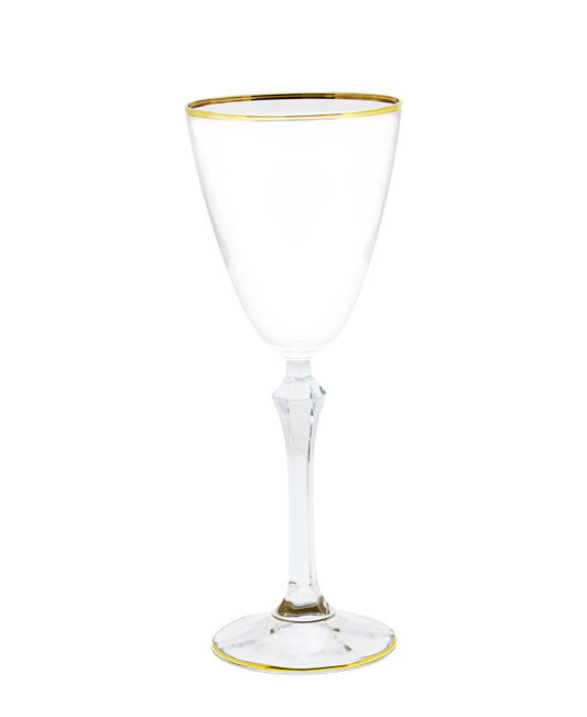 Enesco Gold Rim 6 Piece Wine Glass - Clear