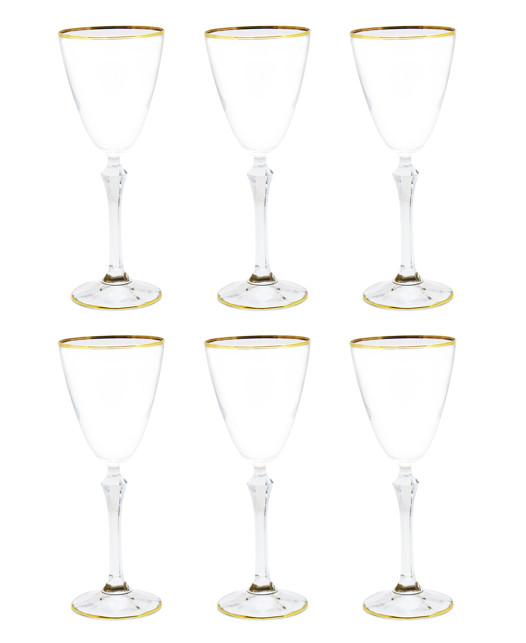 Enesco Gold Rim 6 Piece Wine Glass - Clear