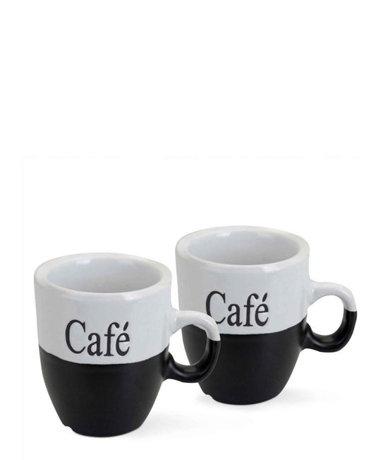 Excellent Houseware 2 Piece 150ML Cafe Mugs - Black & White