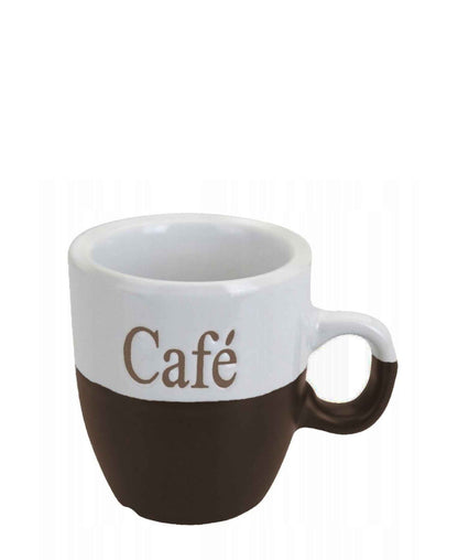 Excellent Houseware 2 Piece 150ML Cafe Mugs - Dark Brown & White