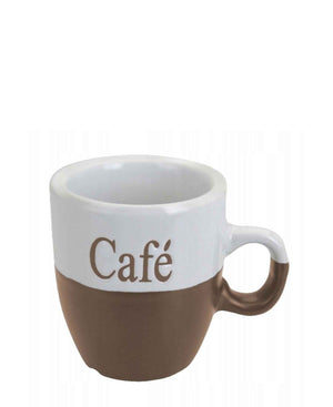 Excellent Houseware 2 Piece 150ML Cafe Mugs - Light Brown & White
