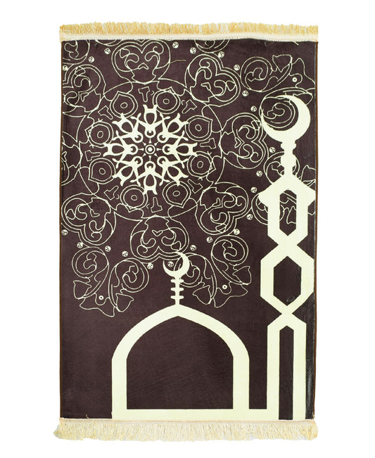 Exotic Designs Musallah Prayer Mat Combo With Quraan Desk - Burgundy