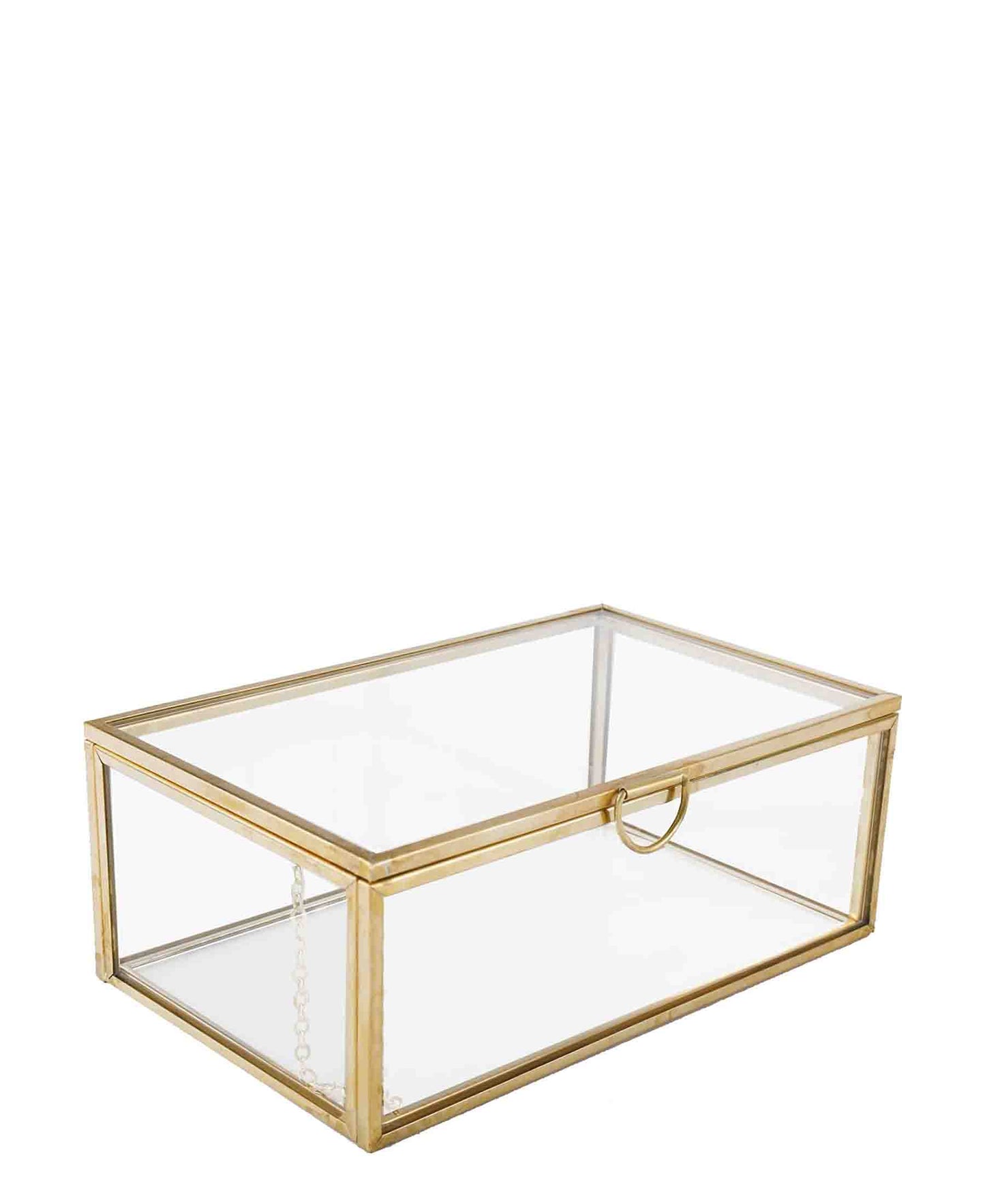 Urban Decor Glass Jewellery Box - Gold