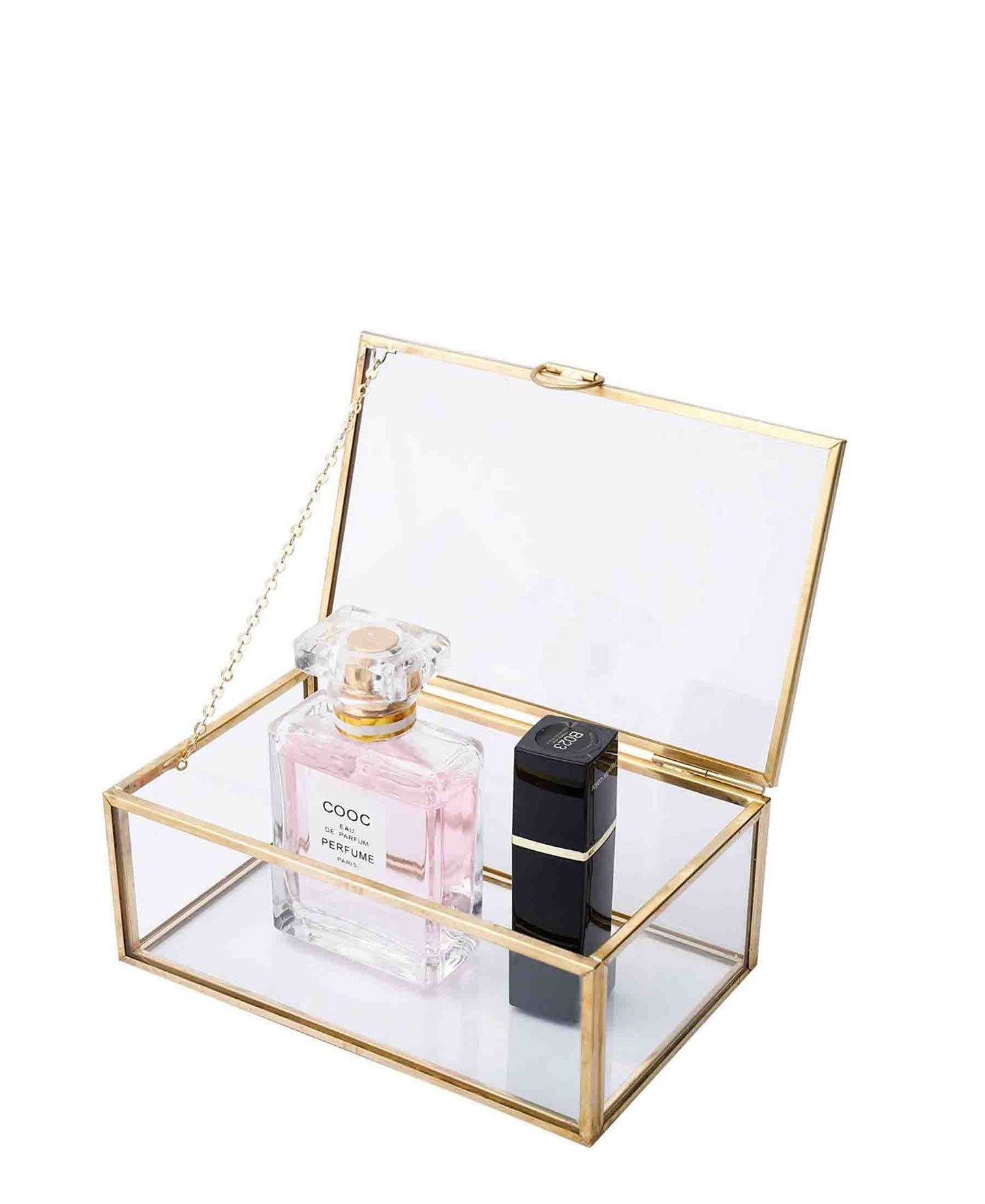 Urban Decor Glass Jewellery Box - Gold