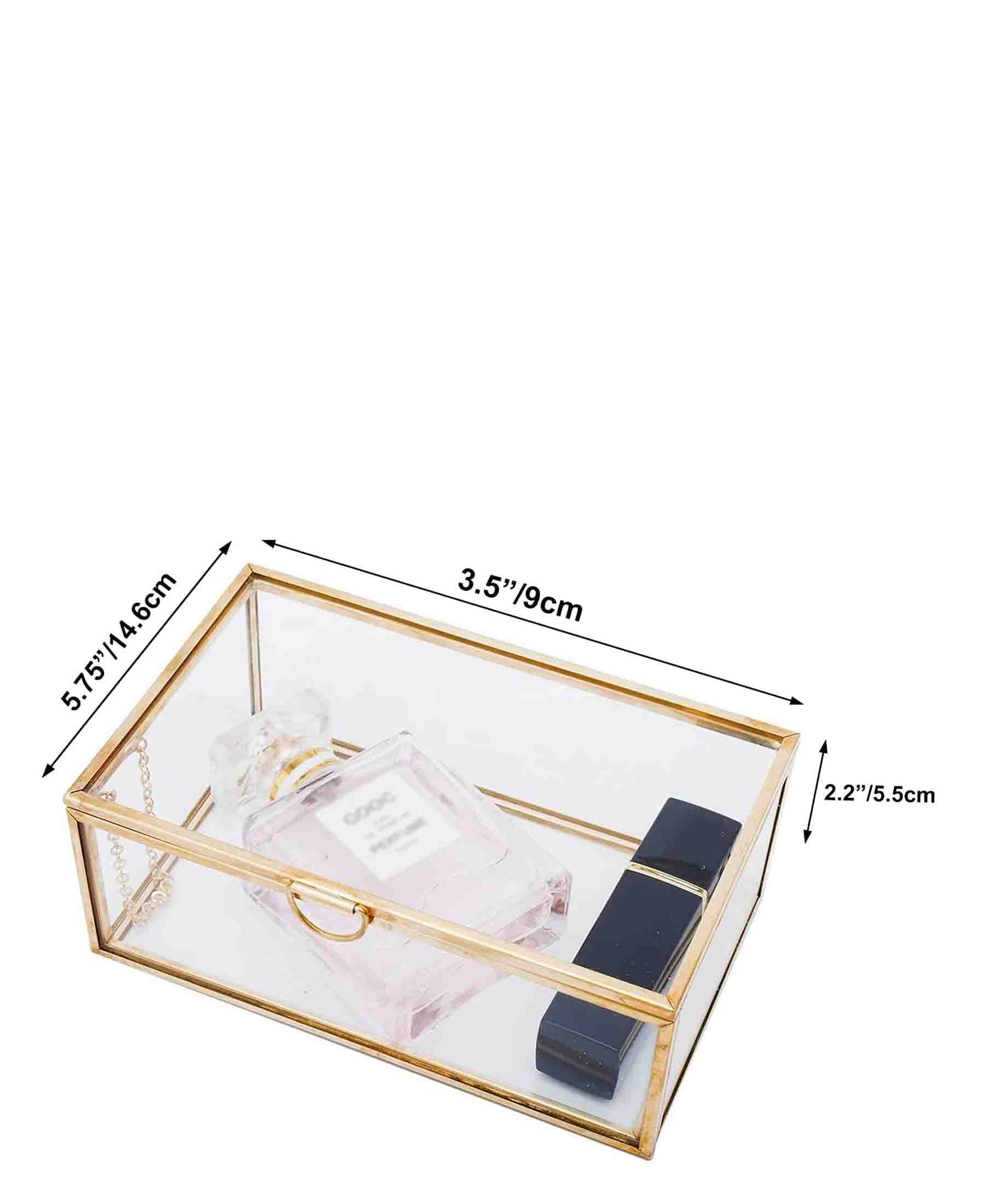 Urban Decor Glass Jewellery Box - Gold