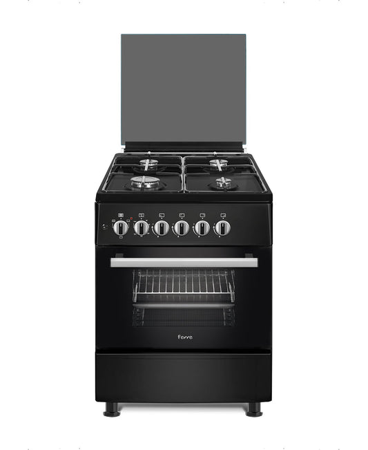 Ferre 60 x 60 Full Gas top Electric oven Cooker - Black