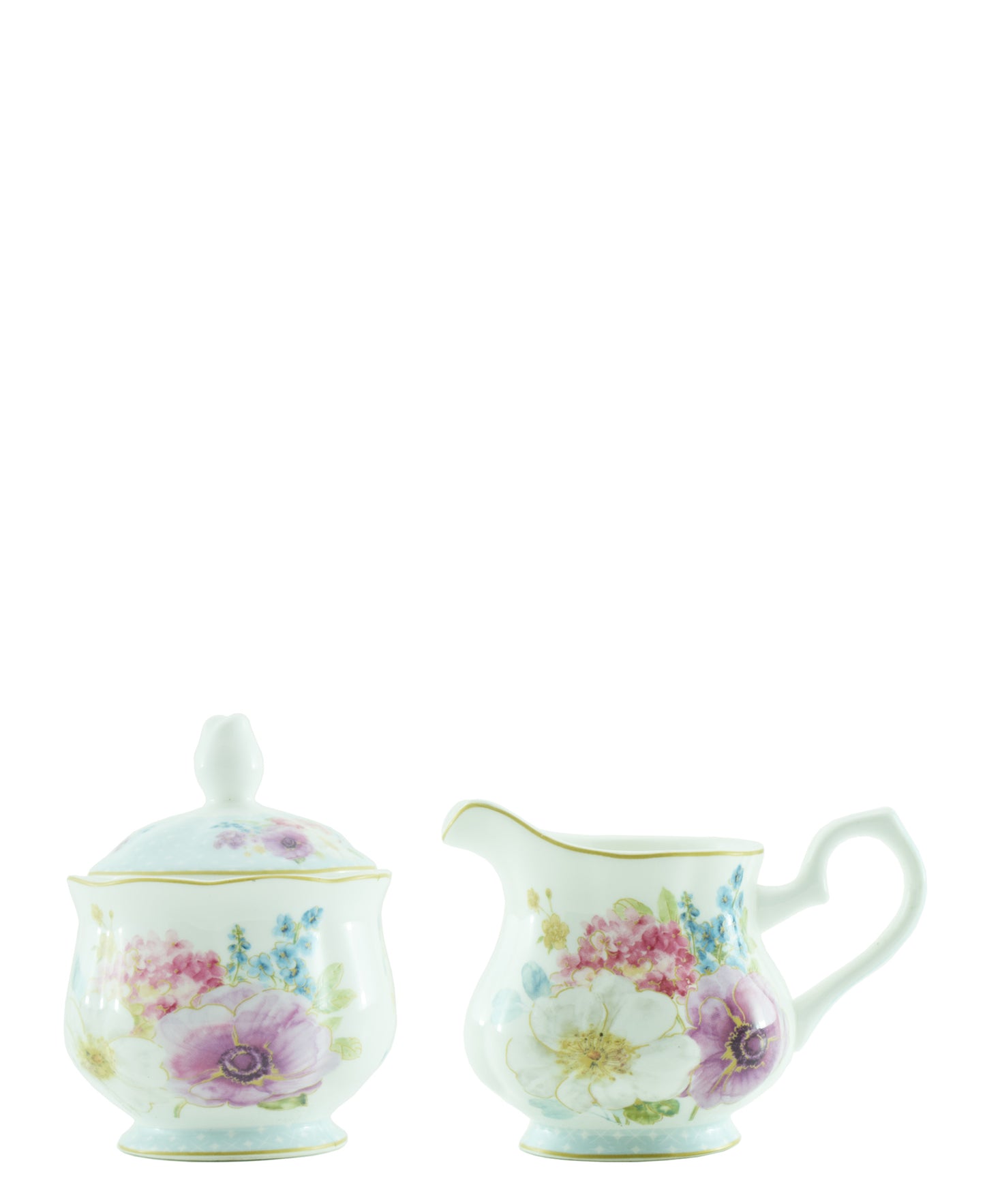 Kitchen Life English Rose Cottage Flower Sugar & Creamer - Floral White