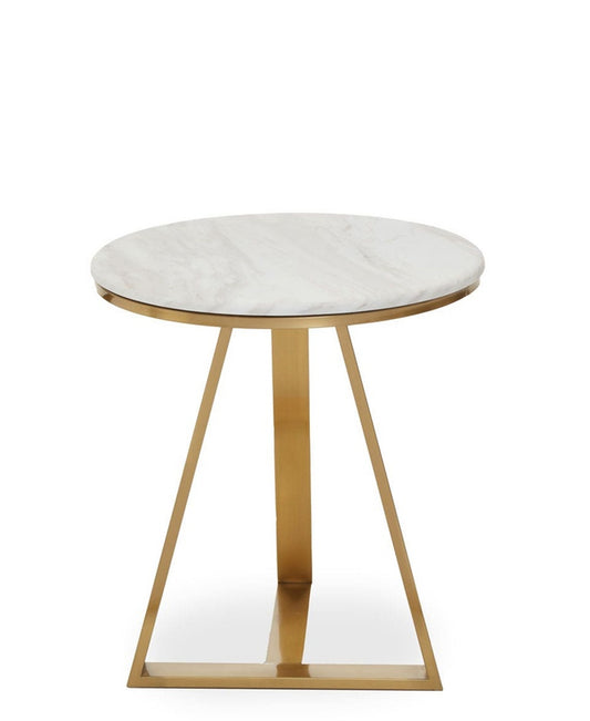 Exotic Designs Freya Side Table - White & Gold