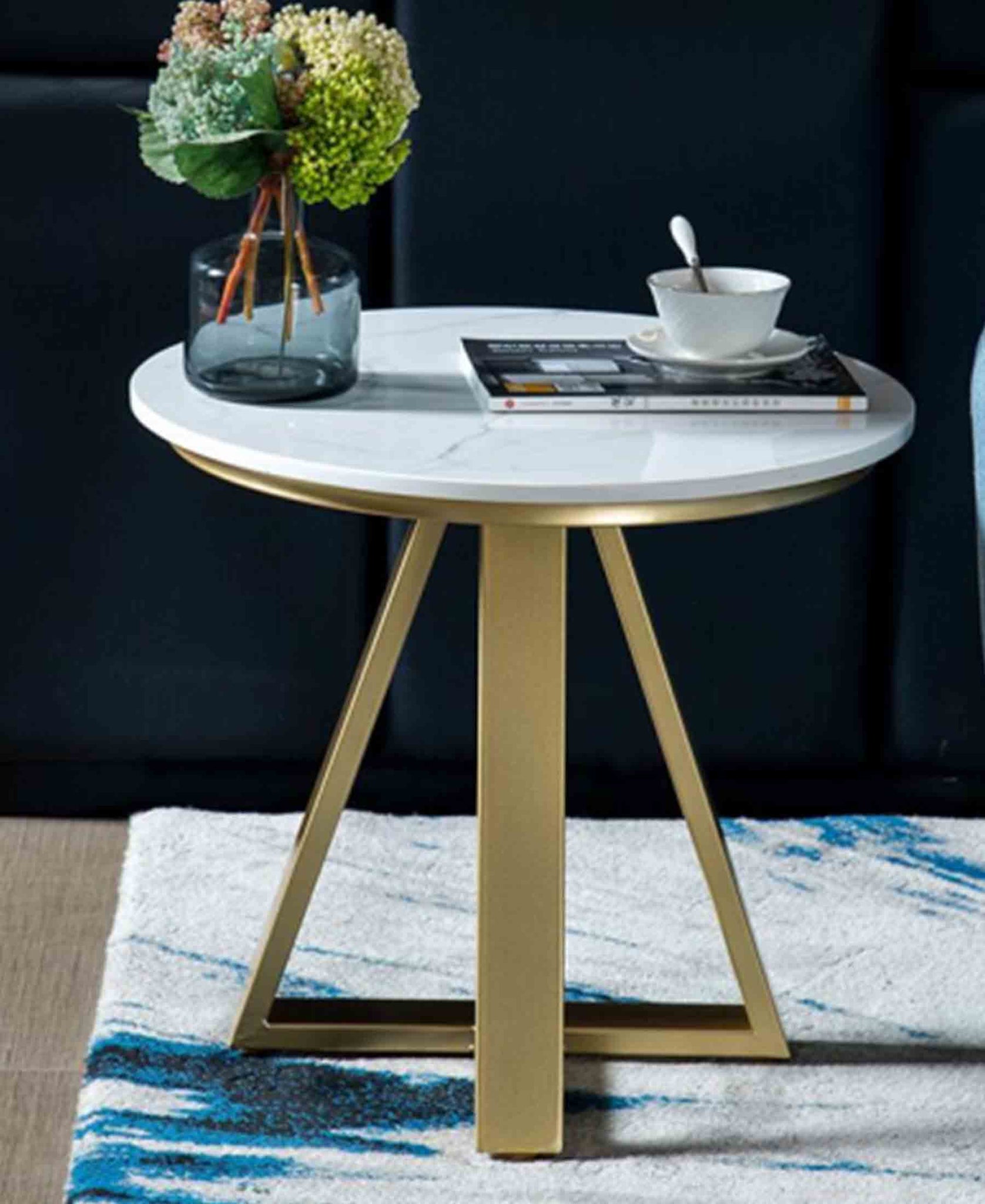 Exotic Designs Freya Side Table - White & Gold