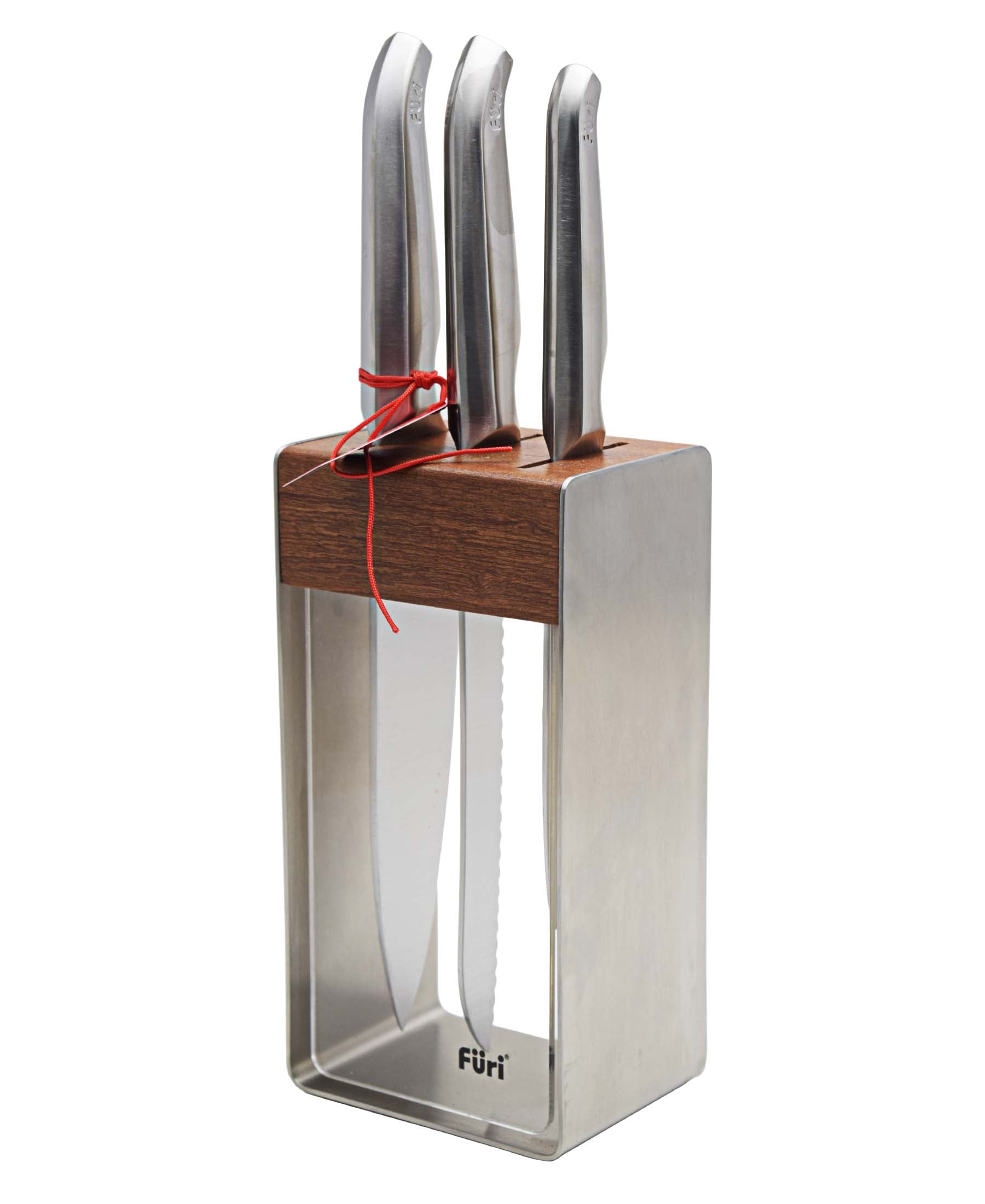 Furi Pro 4 Piece Knife Block Set - Silver