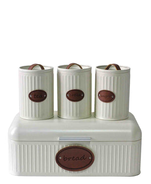 Kitchen Life French Canister 4 Piece Combo Set - White