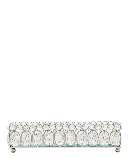 Majestic Crystal Tray Oval - Silver