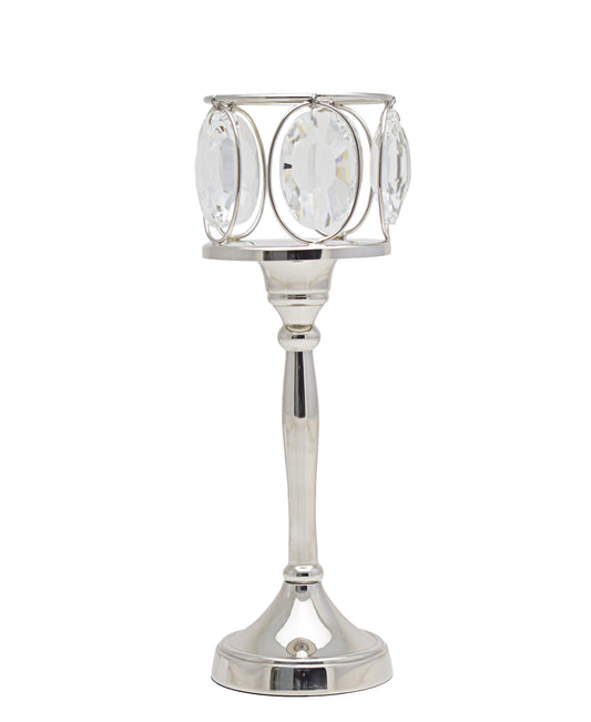 Majestic Crystal T Light On Stand Medium - Silver