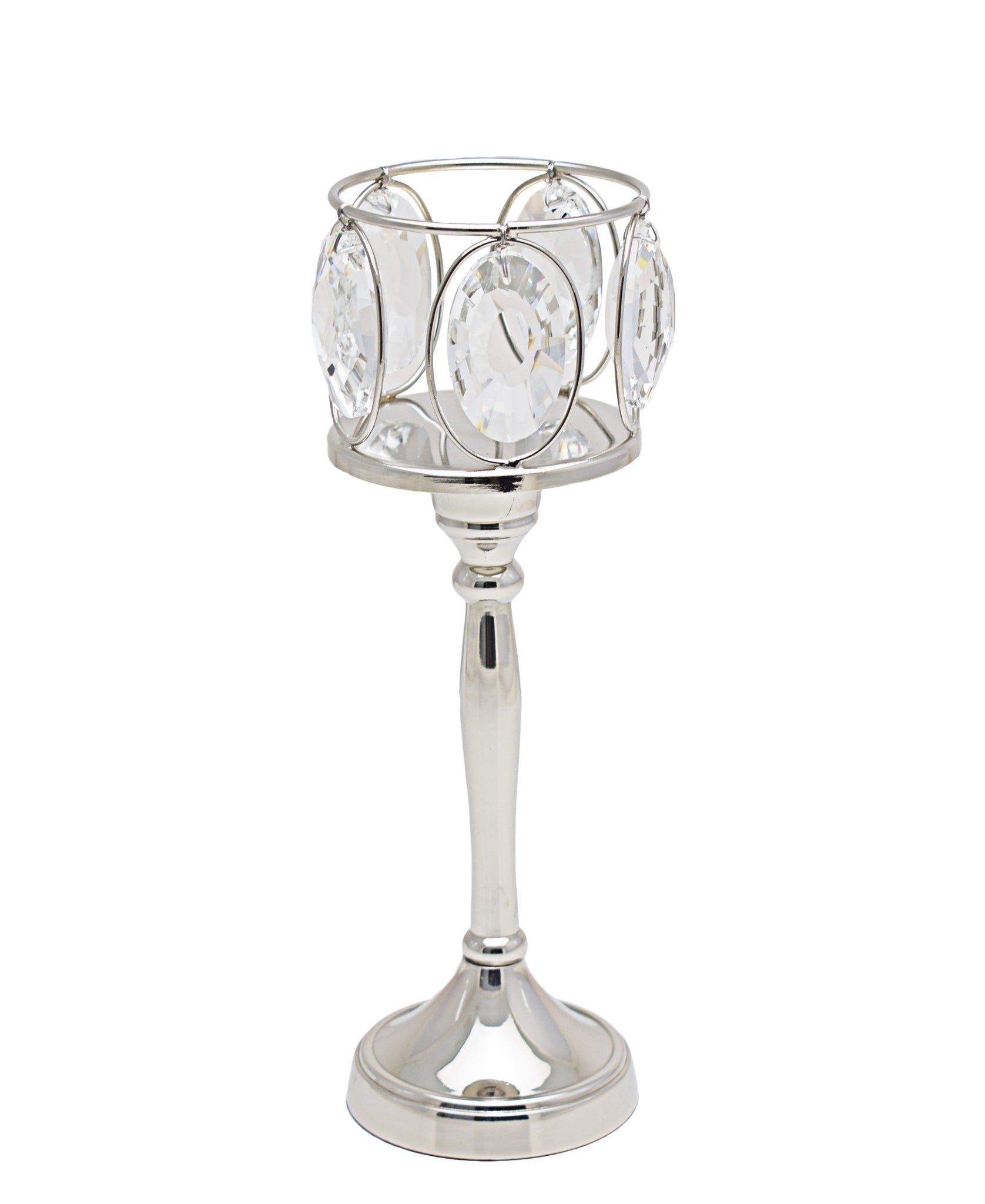 Majestic Crystal T Light On Stand Medium - Silver