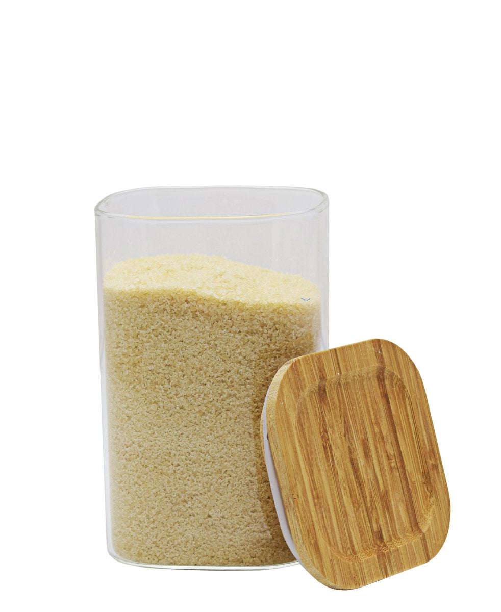 Kitchen Life Borosilicate 3 Piece Square Canister With Bamboo Lid - Clear