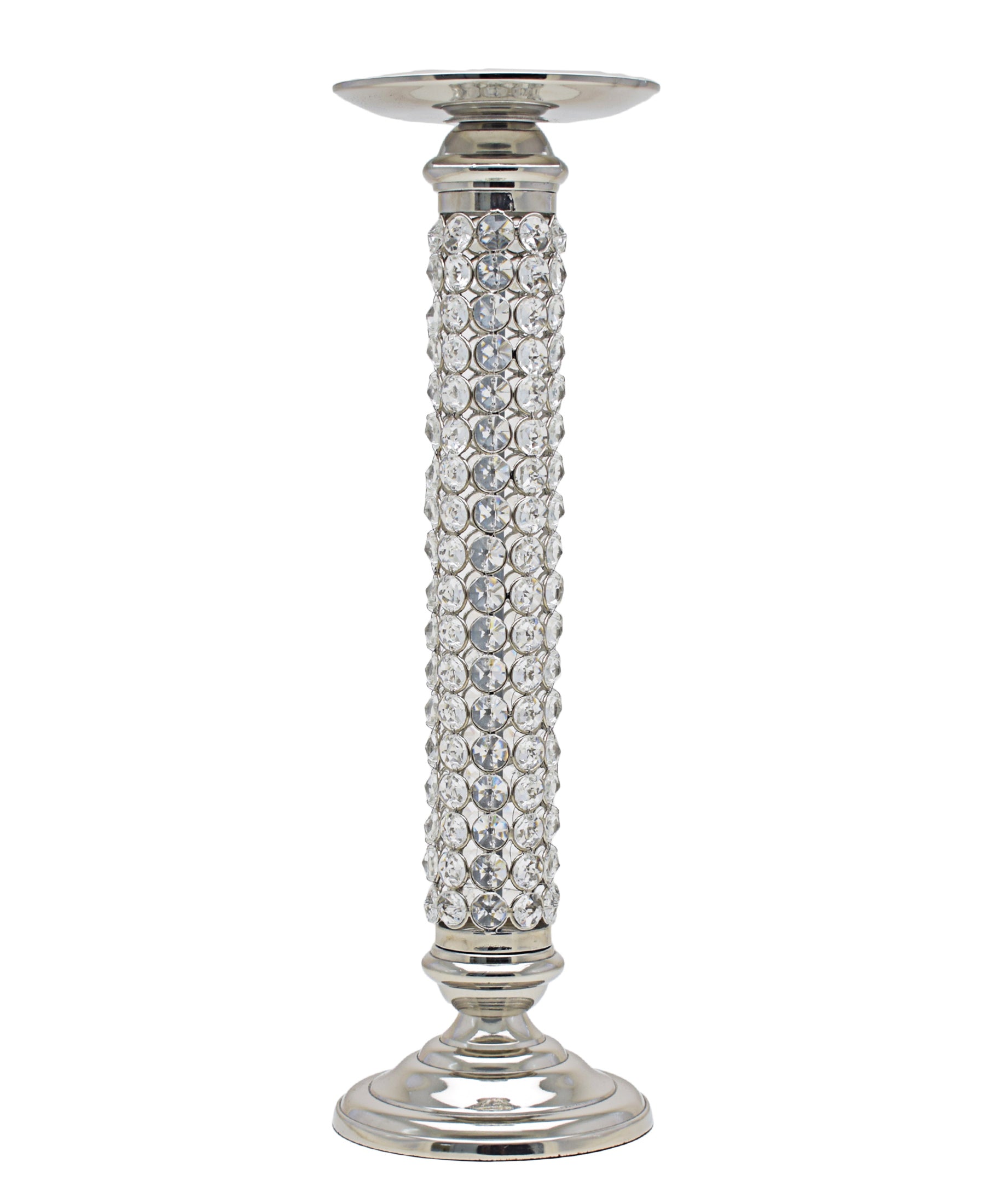 Majestic Crystal Candle Stand - Silver