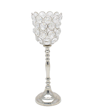 Majestic Crystal Flower Light On Stand - Silver