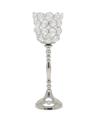 Majestic Crystal Flower Light On Stand - Silver