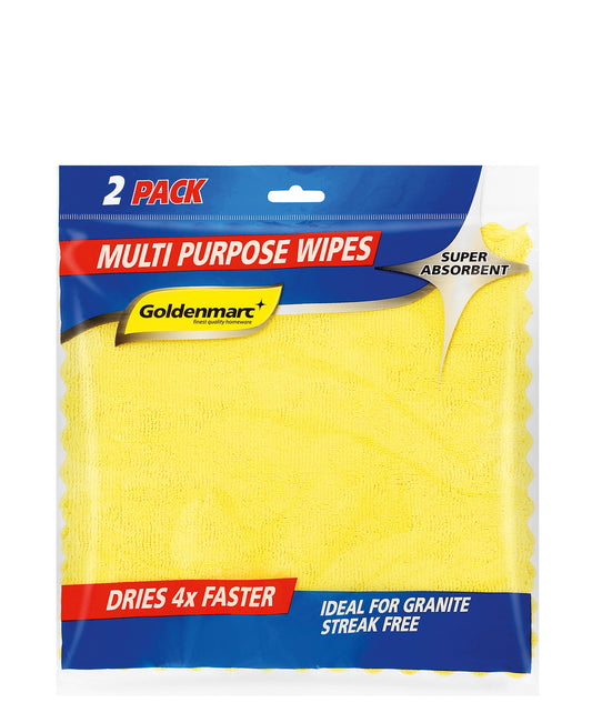 O2 2 Piece Multi Purpose Wipes - Yellow