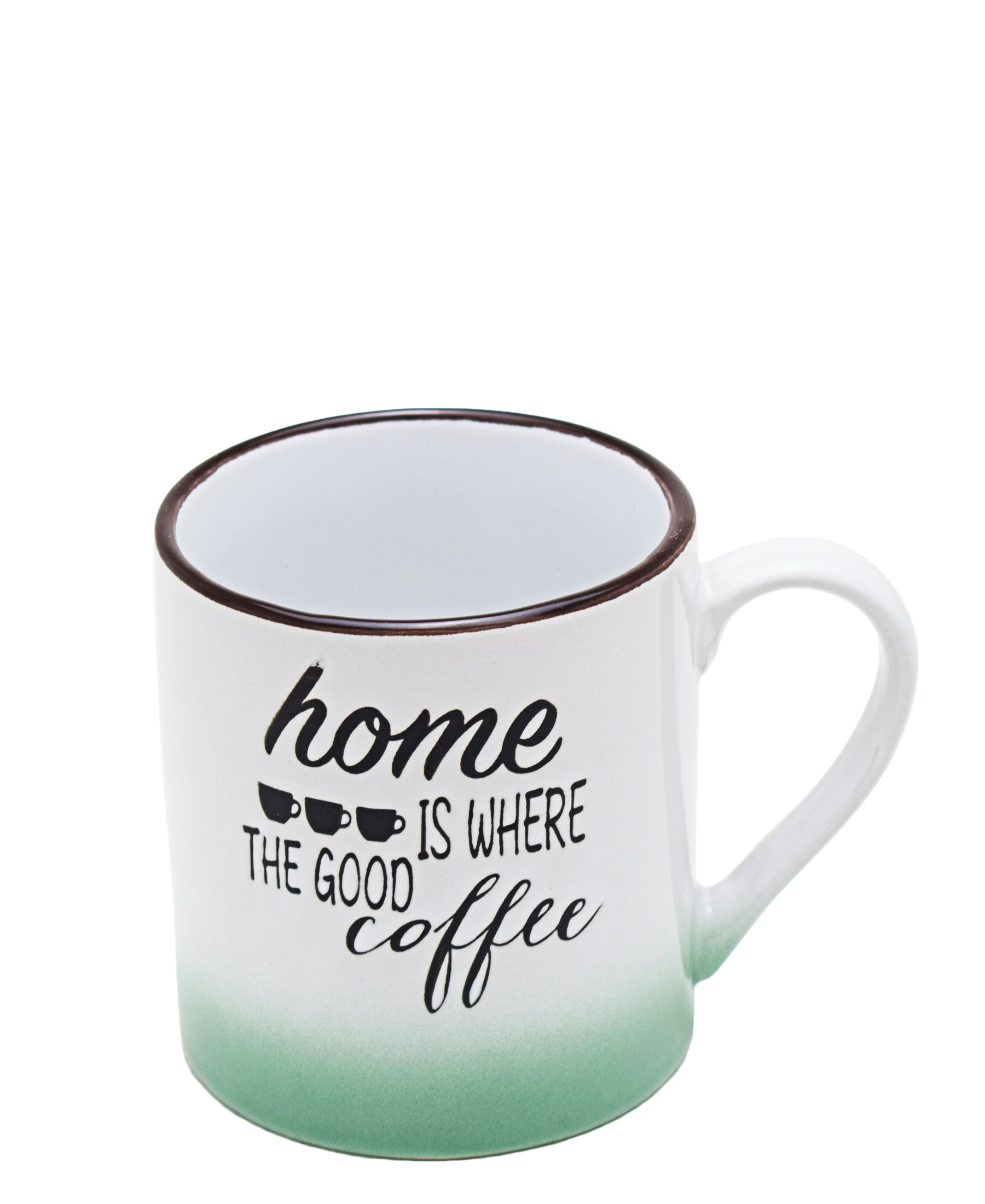 Kitchen Life Coffee Mug 400ml With Quote - White & Green