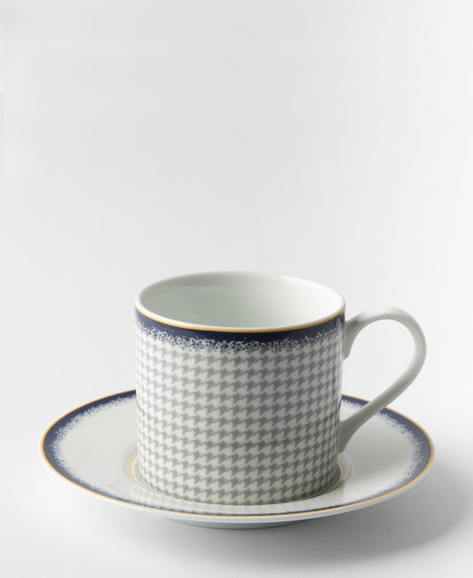 Jenna Clifford Galateo Blue Check Coffee Mug - White