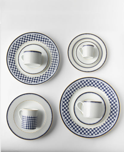 Jenna Clifford Galateo Blue Check Side Plate - White