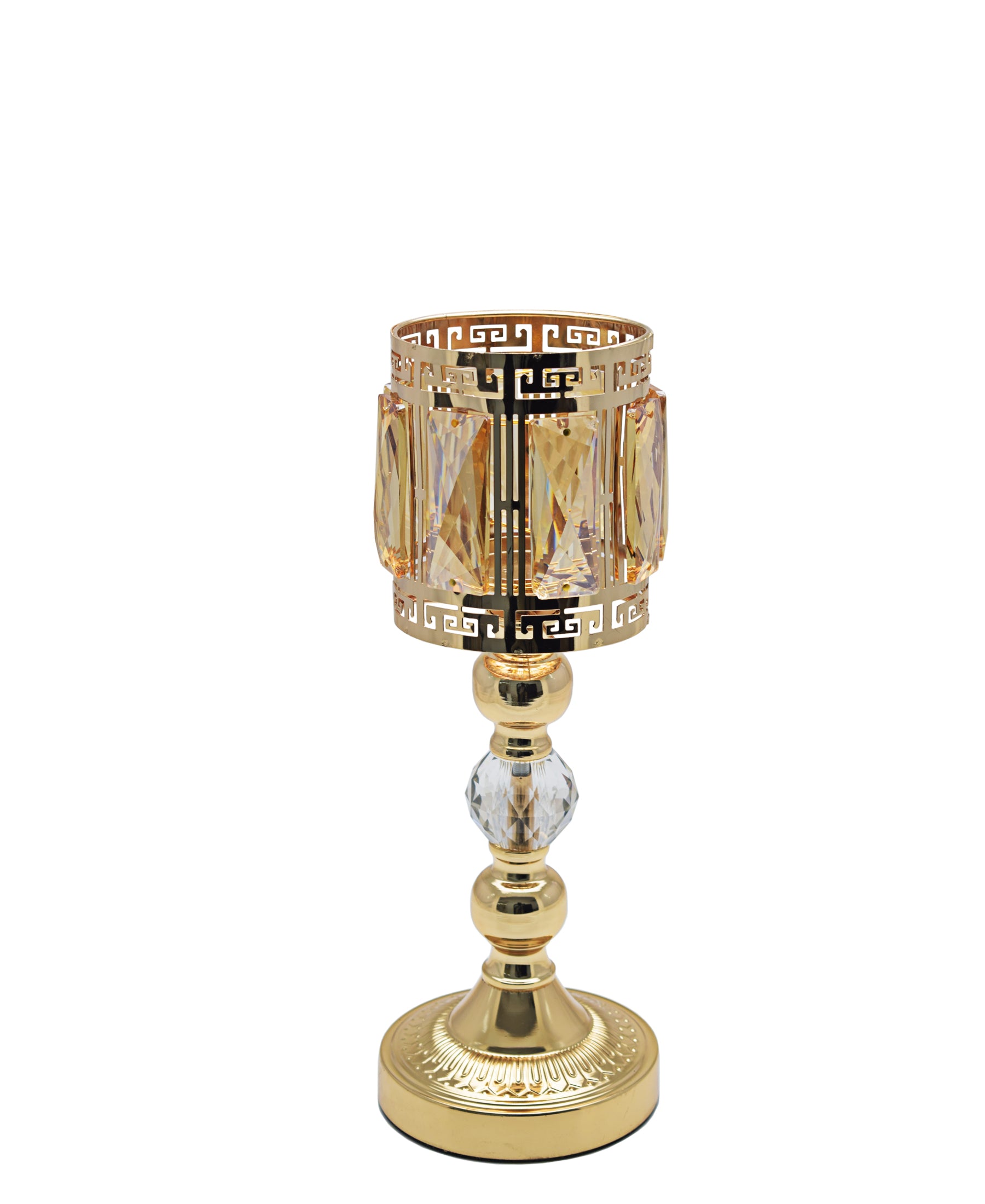 Majestic Crystal Medium Candle Holder - Gold