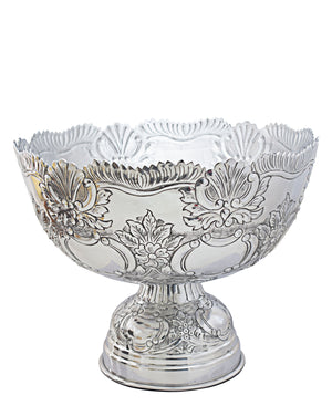 Urban Decor Embossed Medallion Footed Champ 40x30cm - Silver