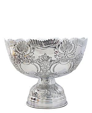 Urban Decor Embossed Medallion Footed Champ 40x30cm - Silver