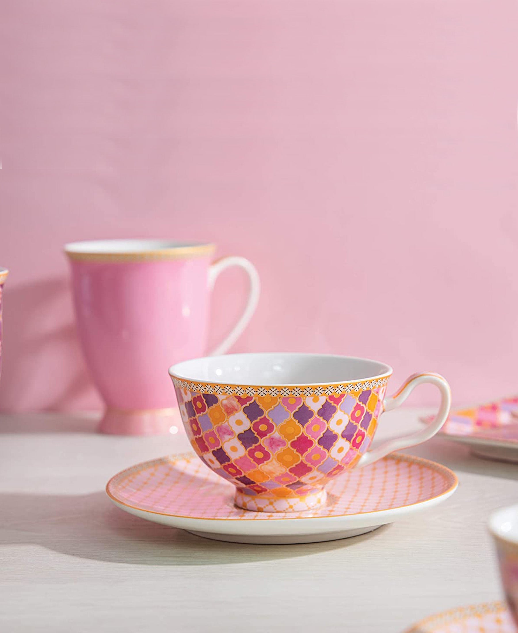 Maxwell & Williams Teas & C's Kasbah Mint 200ml Footed Cup & Saucer - Pink