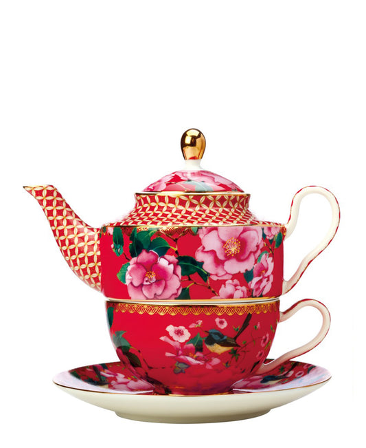 Maxwell Williams Teas & C's Silk Road Tea For One with Infuser 380ML - Cherry Red
