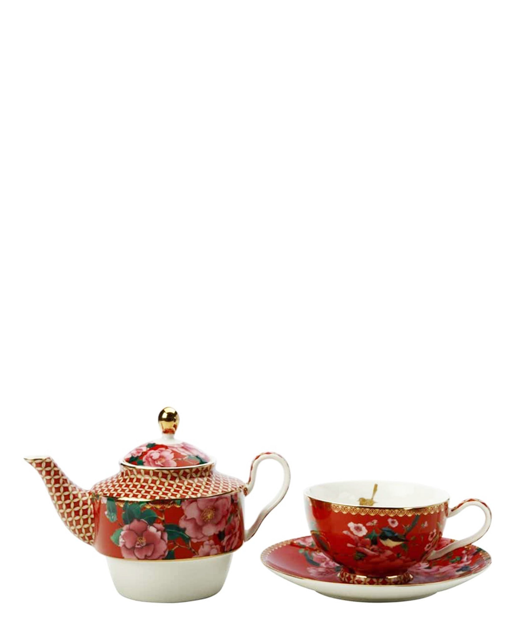 Maxwell Williams Teas & C's Silk Road Tea For One with Infuser 380ML - Cherry Red