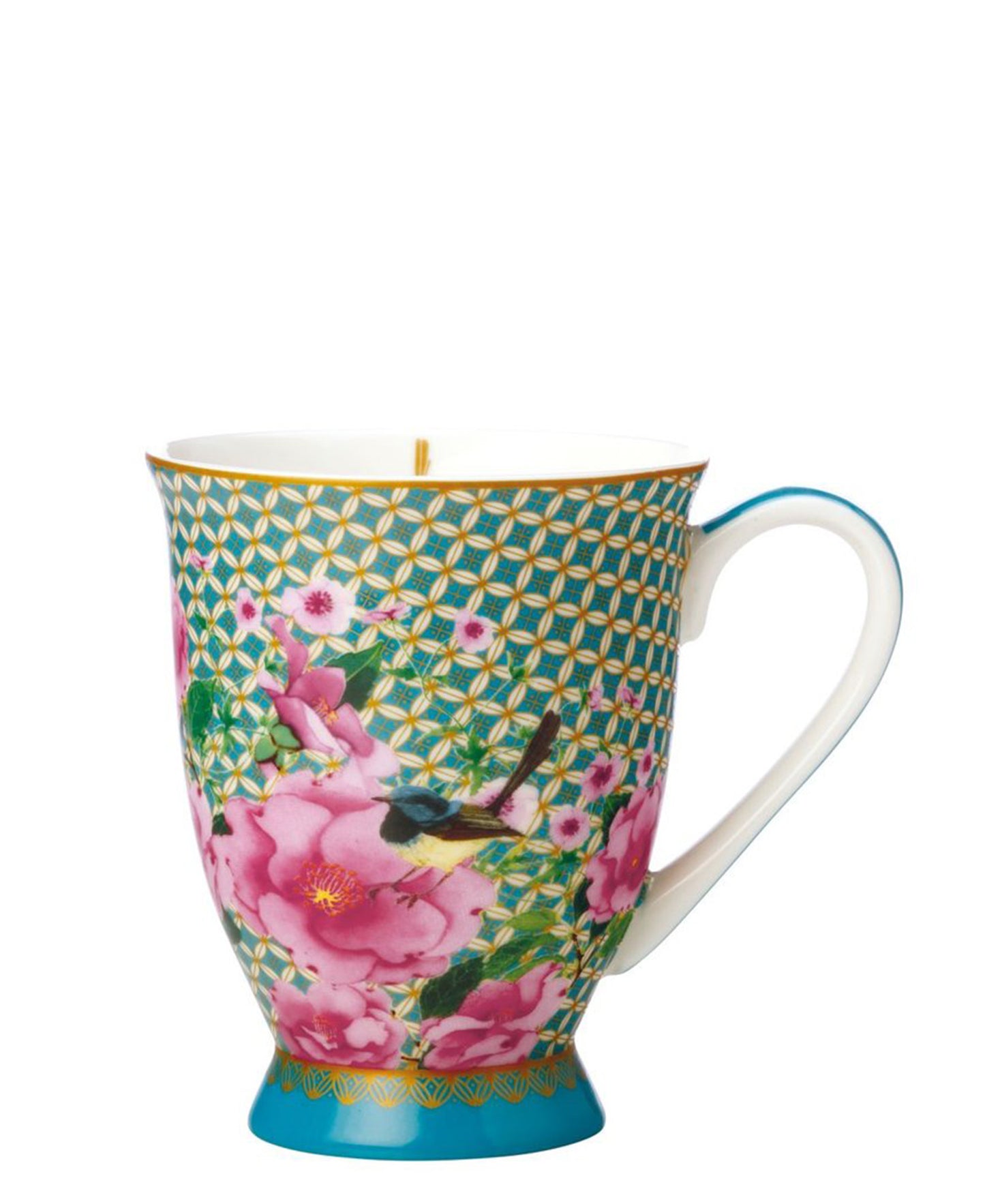 Maxwell & Williams T's and C's Silk Road Footed Mug 300ml - Green & Pink