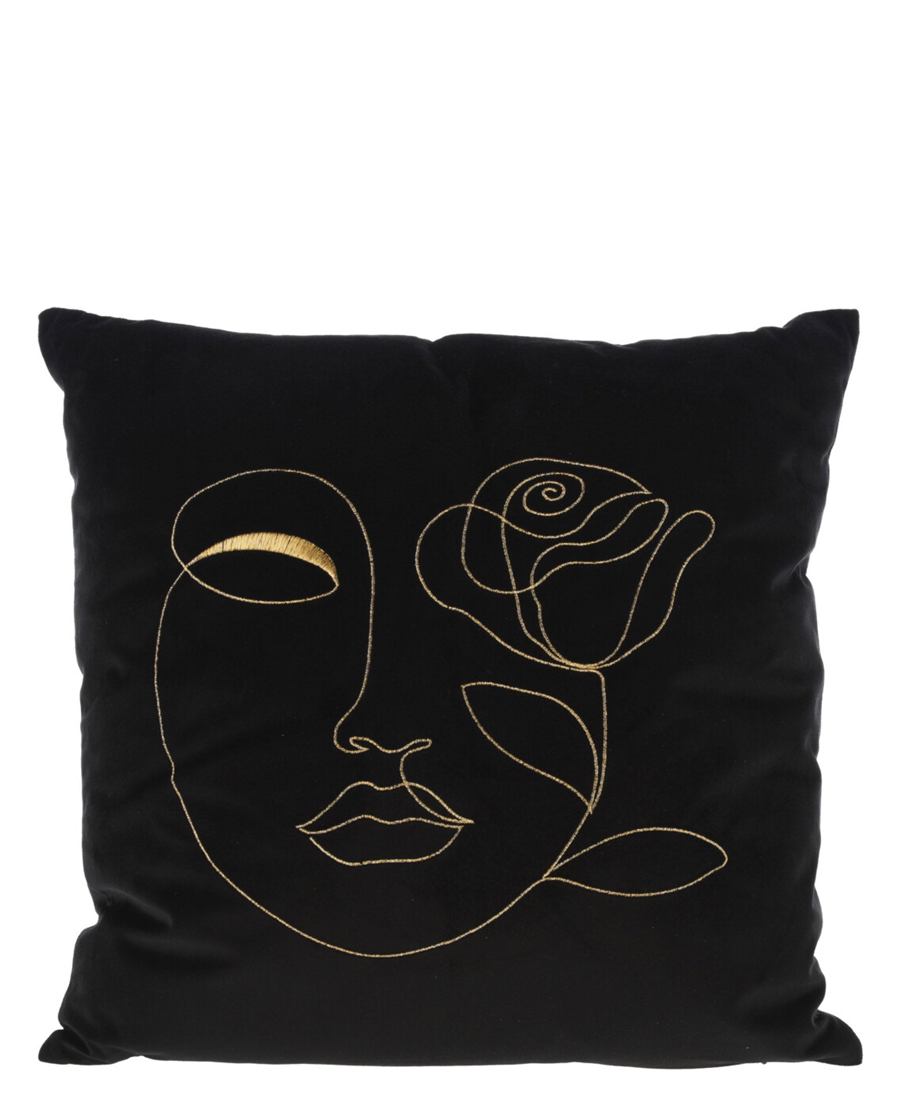 Urban Decor 45cm Velvet Cushion - Black With Rose Print