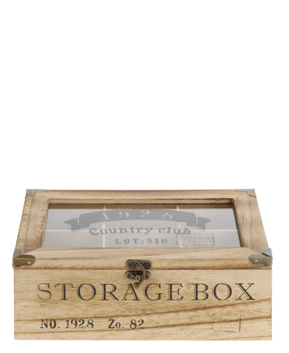 Nu Pine Rustic 6 Compartment Storage Box - Oak
