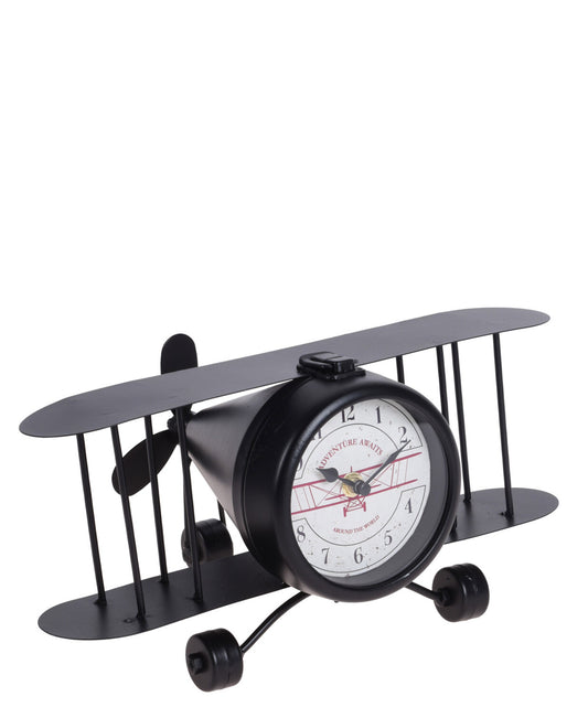 Urban Decor Retro Clock Airplane - Black