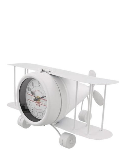 Urban Decor Retro Clock Airplane - White