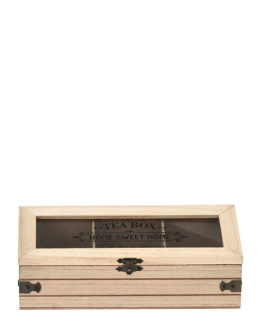 Kitchen Life Wooden Home Sweet Home Tea Box 24cm - Oak