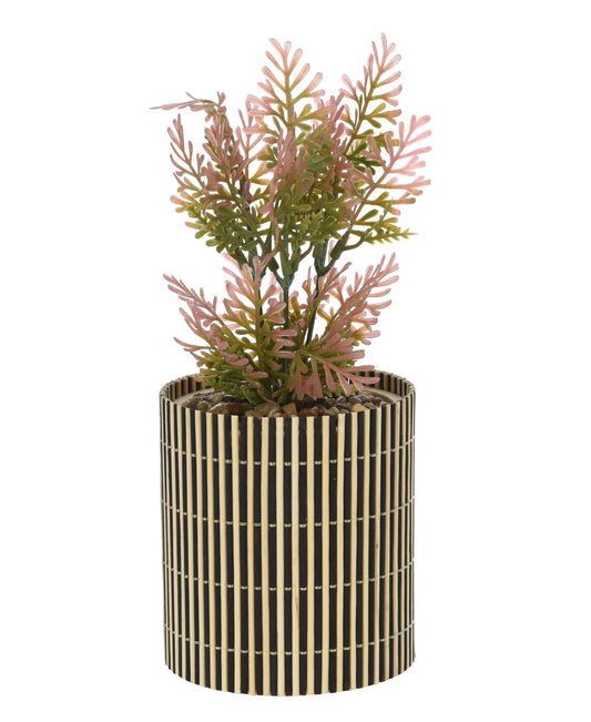 Urban Decor 26cm Plant In Bamboo Pot - White & Black