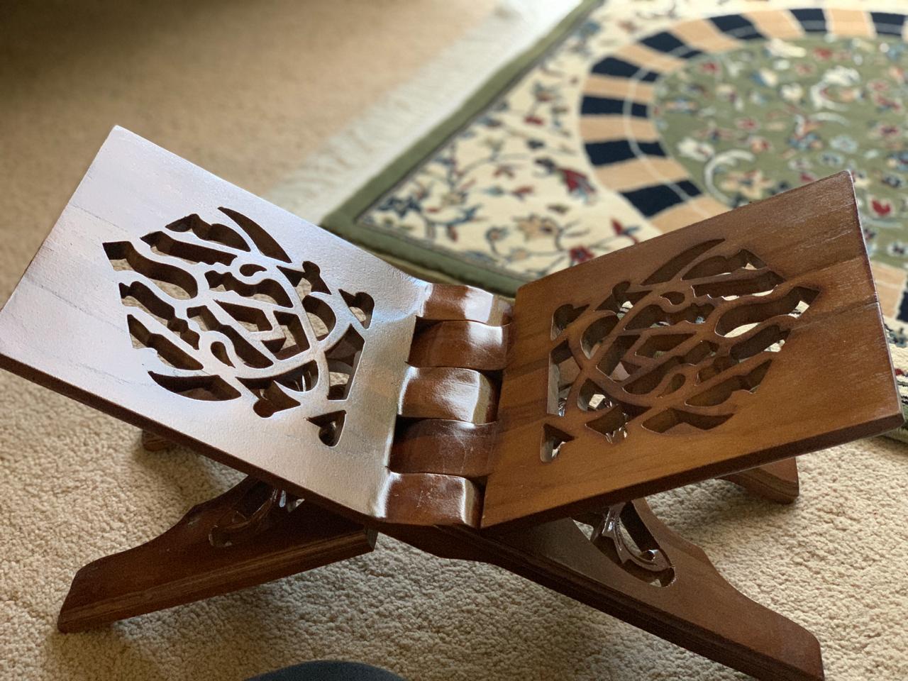 Exotic Designs Musallah Prayer Mat Combo With Quraan Desk - Multi Colour