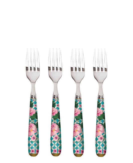 Maxwell & Williams Teas & C's Silk Road Cake Fork Set of 4 Aqua Gift Boxed