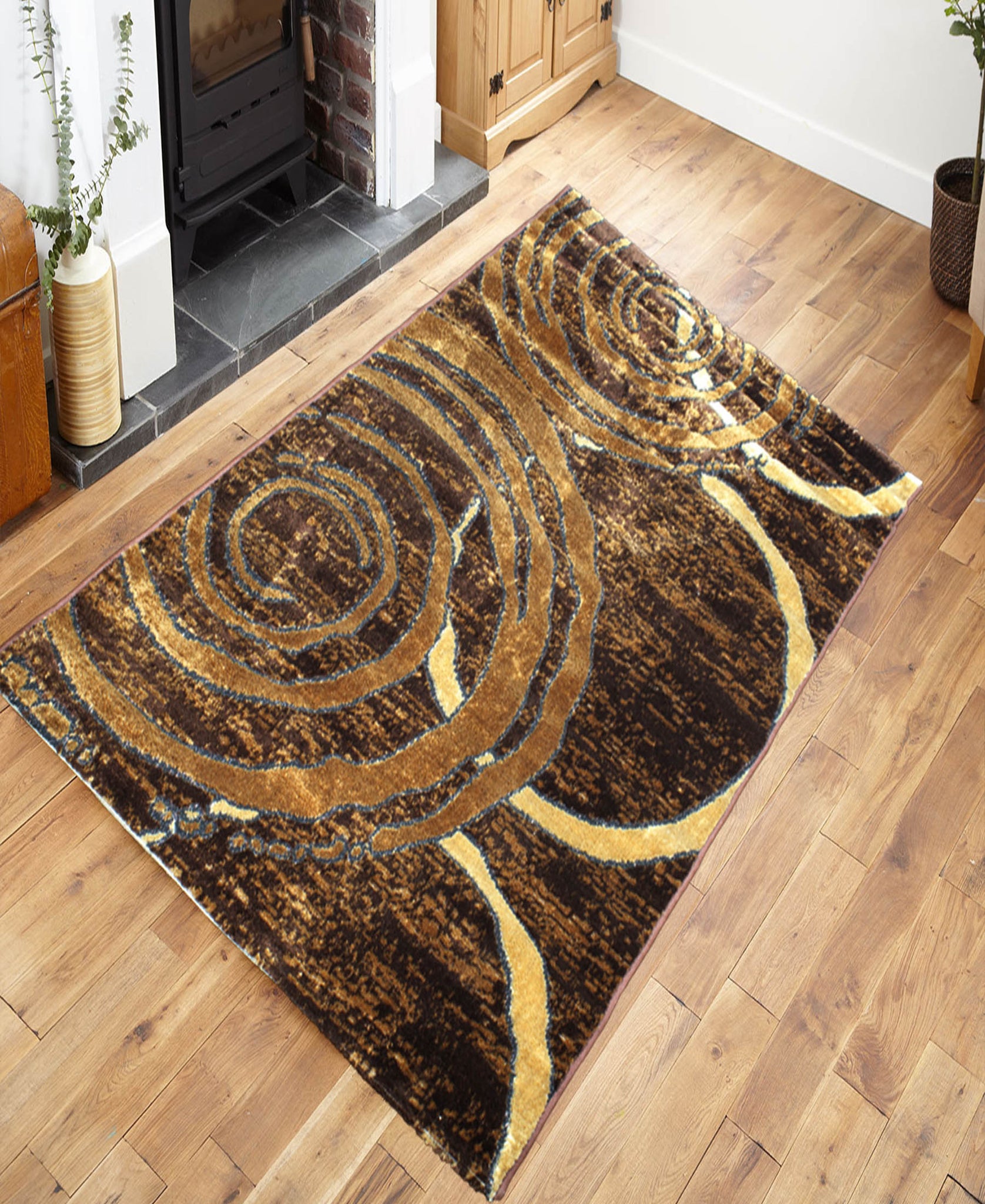 Izmir Swirl Carpet 1200mm x 1600mm - Chocolate