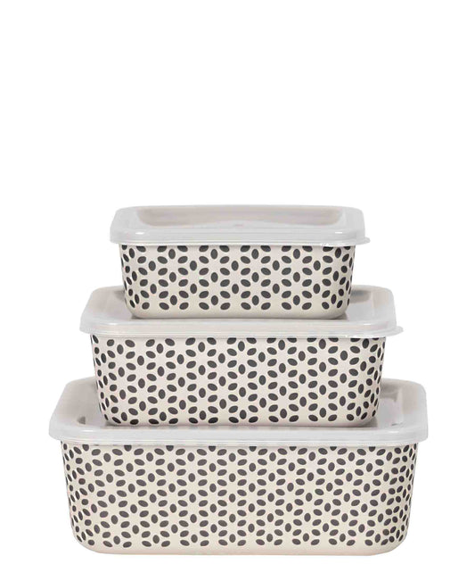 Iris 3 Piece Storage Box Set -  Cream & Black